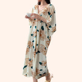 ART DECO V Neck Floral Print Tunic Loose Dress