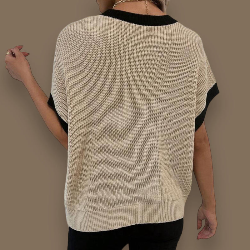 LOOM Contrast Trim Square Loose Knitted Top