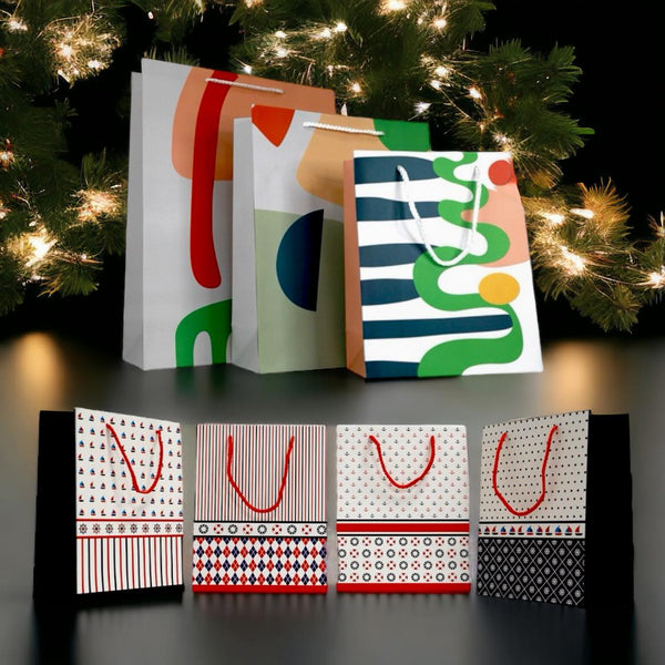 Gift Wrap Printed Paper Bag w Gift Tag Sticker