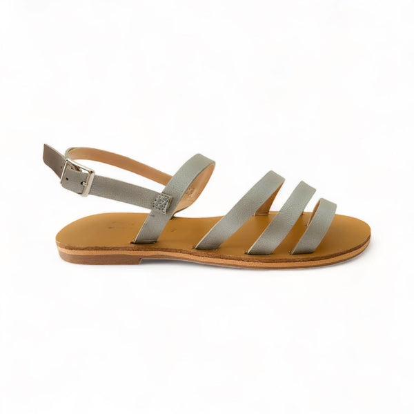 LOUISE Silver Strappy Flat Sandals