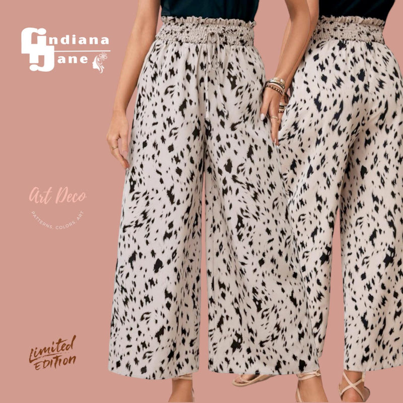 ART DECO Abstract Full Print Flare Drawstring Pants