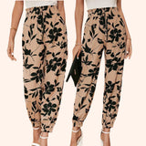 ART DECO Motif Printed Paper Bag Pants