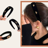 TRIX Vintage Black Velvet Headband with Accent