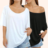 BLK Soft Knit Scoop Neck Drop Shoulder Tee