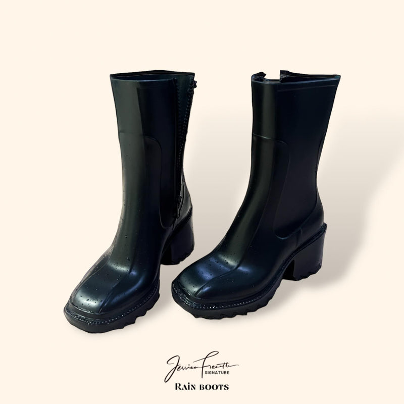 PREORDER EVITA Mid Calf Heeled Rain Boots