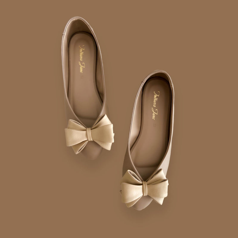 XAVI Two Tone Ribbon Pointed Ballets Flats