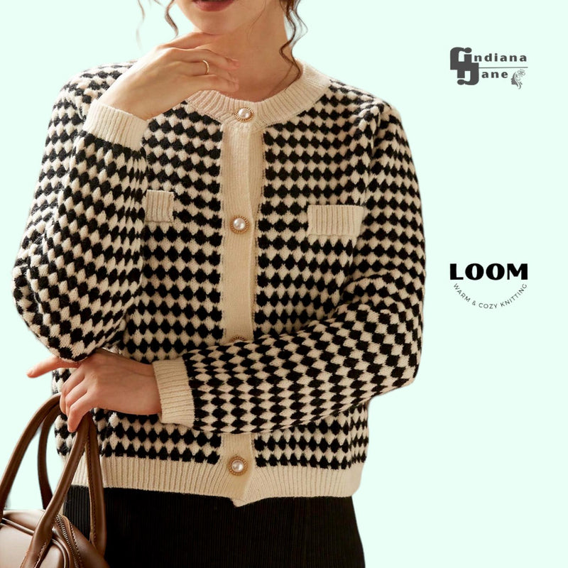 LOOM Classic Pattern Pearl Button Down Knitted Cardigan