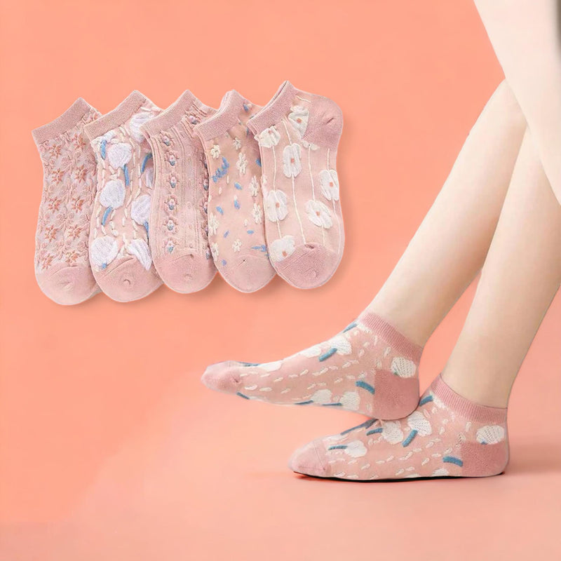 FOOTSIES 5pair Set 5D Textured Ankle Socks