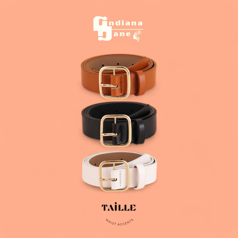 TAILLE 3pc Belt Set 1.1” Gold Buckle