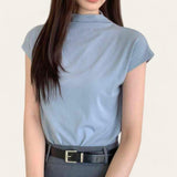 BLUSA Mock Neck Knit Extended Sleeves Top