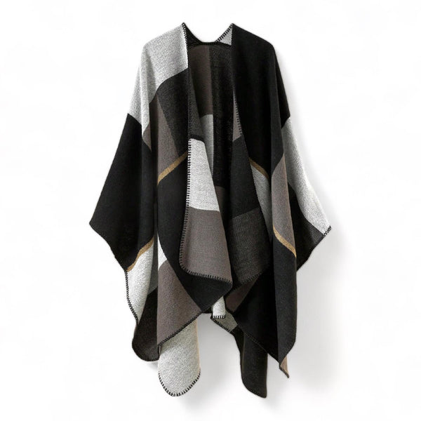 WRAP Plaid Cloak Shawl Scarf DBLK