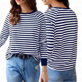 HAMPTONS Raglan Long Sleevs Stripes Knit Top