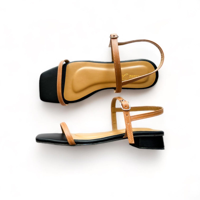 JUNO Classic Two Tone Strap 1” Heel Sandals – Indiana Jane MNL