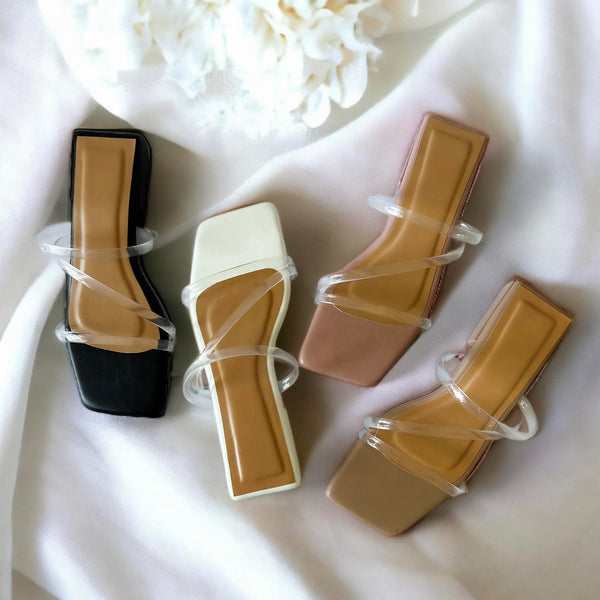 ASHLEY Clear Strap 1” Block Heels