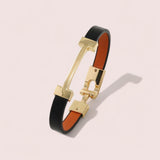 BLING Minimalist Skinny Leather Letter Gold Hardware Bracelet