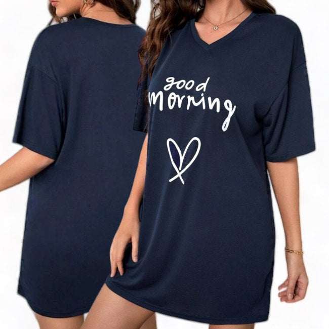 SWEET DREAMS Good Morning Printed Tee Lounge Dress