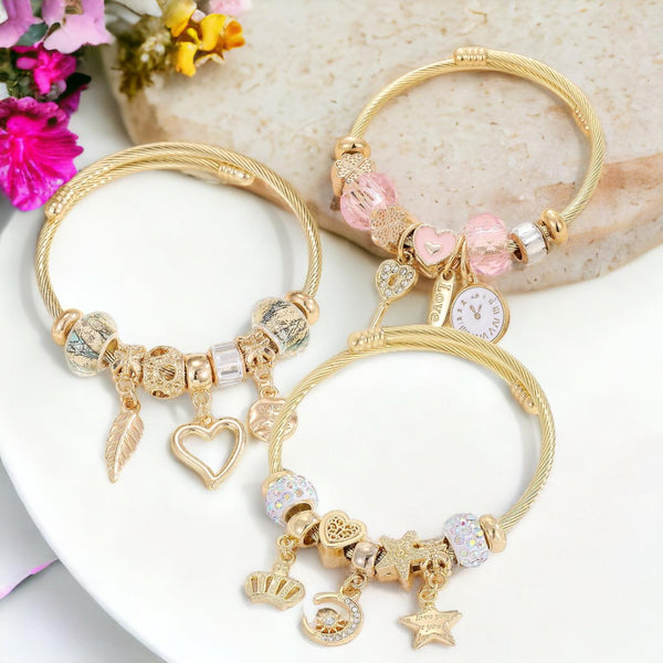 BLING Charm Bracelet Gold Bangle