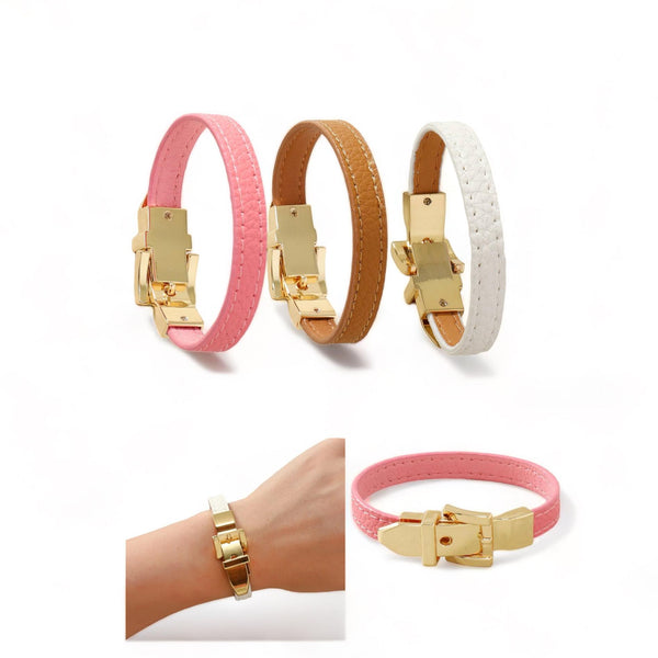 BLING Minimalist Skinny Leather Gold Hardware Bracelet