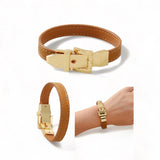 BLING Minimalist Skinny Leather Gold Hardware Bracelet