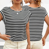 HAMPTONS Round Neck Stripes Square Top
