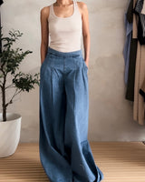 BILLIE Washed Denim Wide Leg Versatile Extra Long Pants Jeans