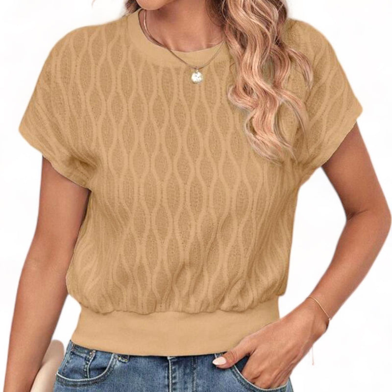 BLUSA Geo Pattern Knit Square Top with Waistband
