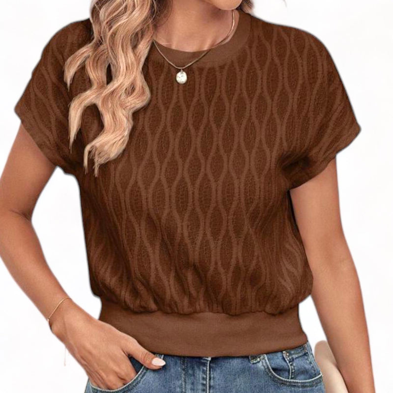 BLUSA Geo Pattern Knit Square Top with Waistband
