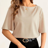 BLUSA Boat Neck Flare Sleeves Top