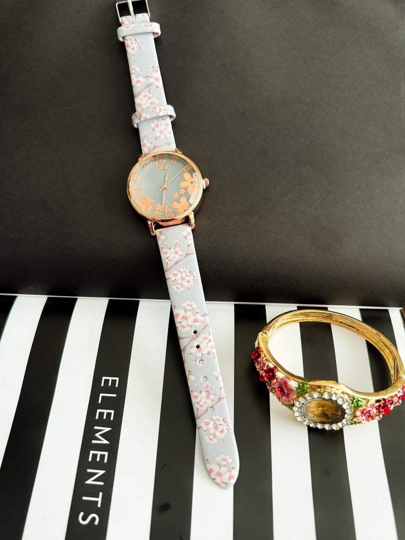 BLING Floral Design Bracelet Watch