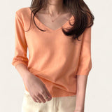 LOOM Soft Knitted V Neck Sleeve Top