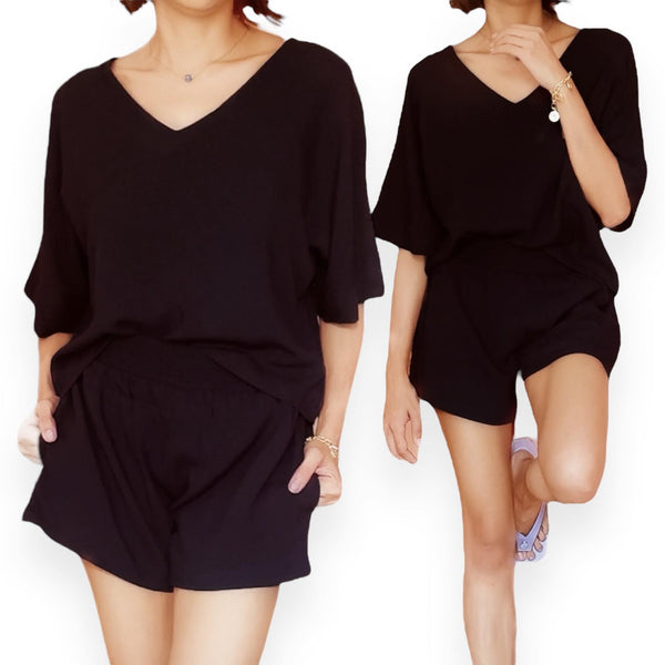 [CLEARANCE] CERISE Woven Boxy Top and Shorts Set