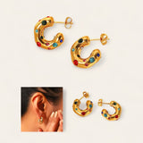 DAZZLE Multicolor Rhinestone Hoop Earrings