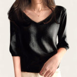 LOOM Soft Knitted V Neck Sleeve Top