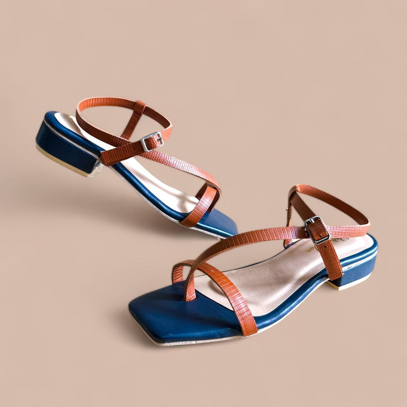 ELLERY Two Tone Strappy 1" Heels Sandals