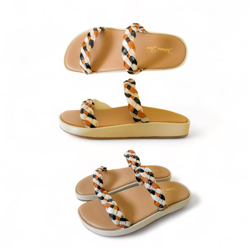 LUPE Multicolor Braided Cushioned Slides