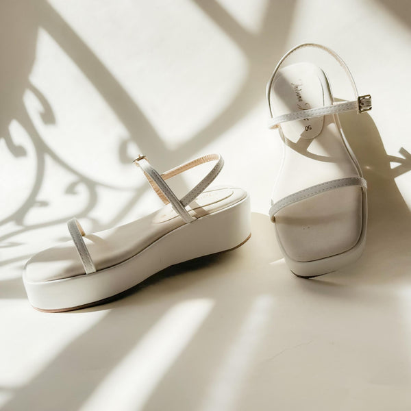 HELEN White Platform Sandals