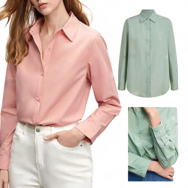 GBOSS Pastel Long Sleeve Buttondown Shirt Top