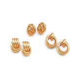 BLING 3Pairs Round Knot Style Earrings