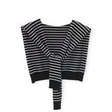 WRAP Stripes Shoulder Wrap Overlay Tie Knitted Cardigan