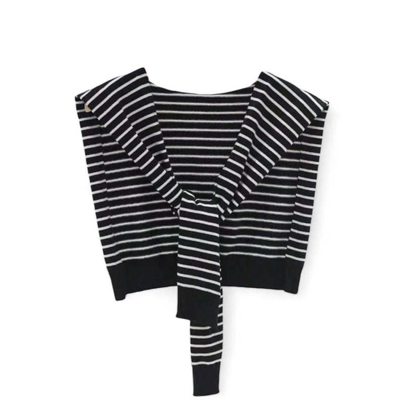 WRAP Stripes Shoulder Wrap Overlay Tie Knitted Cardigan