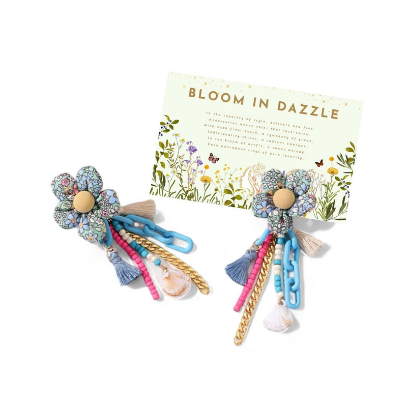 BLING Summer Floral Mix Media Tassel Earrings