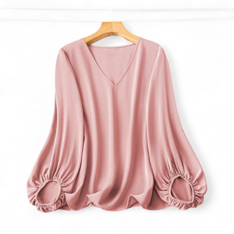 BLUSA Lantern Sleeves V Neck Top