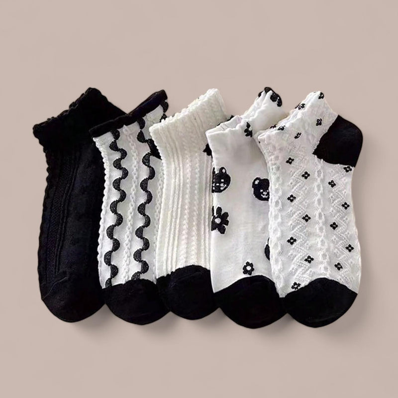 FOOTSIES 5pairs Set Cute Pattern Ankle Socks