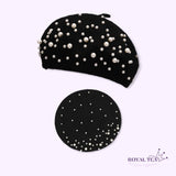 ROYALTEA STRT Bespoke Pearl Glam Fleece Beret Cap