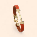 BLING Minimalist Skinny Leather Letter Gold Hardware Bracelet