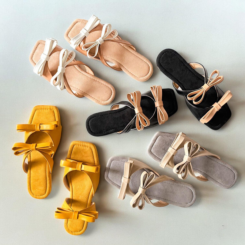 LILA Dainty Ribbon Strap Slip-On Flat Slides