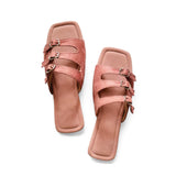 AVA Buckles Straps Two Tone Slip-On Flat Slides