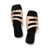 AVA Buckles Straps Two Tone Slip-On Flat Slides