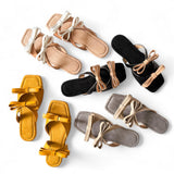 LILA Dainty Ribbon Strap Slip-On Flat Slides