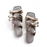 LILA Dainty Ribbon Strap Slip-On Flat Slides